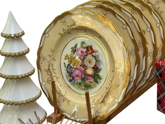 1920s Spode Botanical Plate Set for Wedding or Holiday Decor