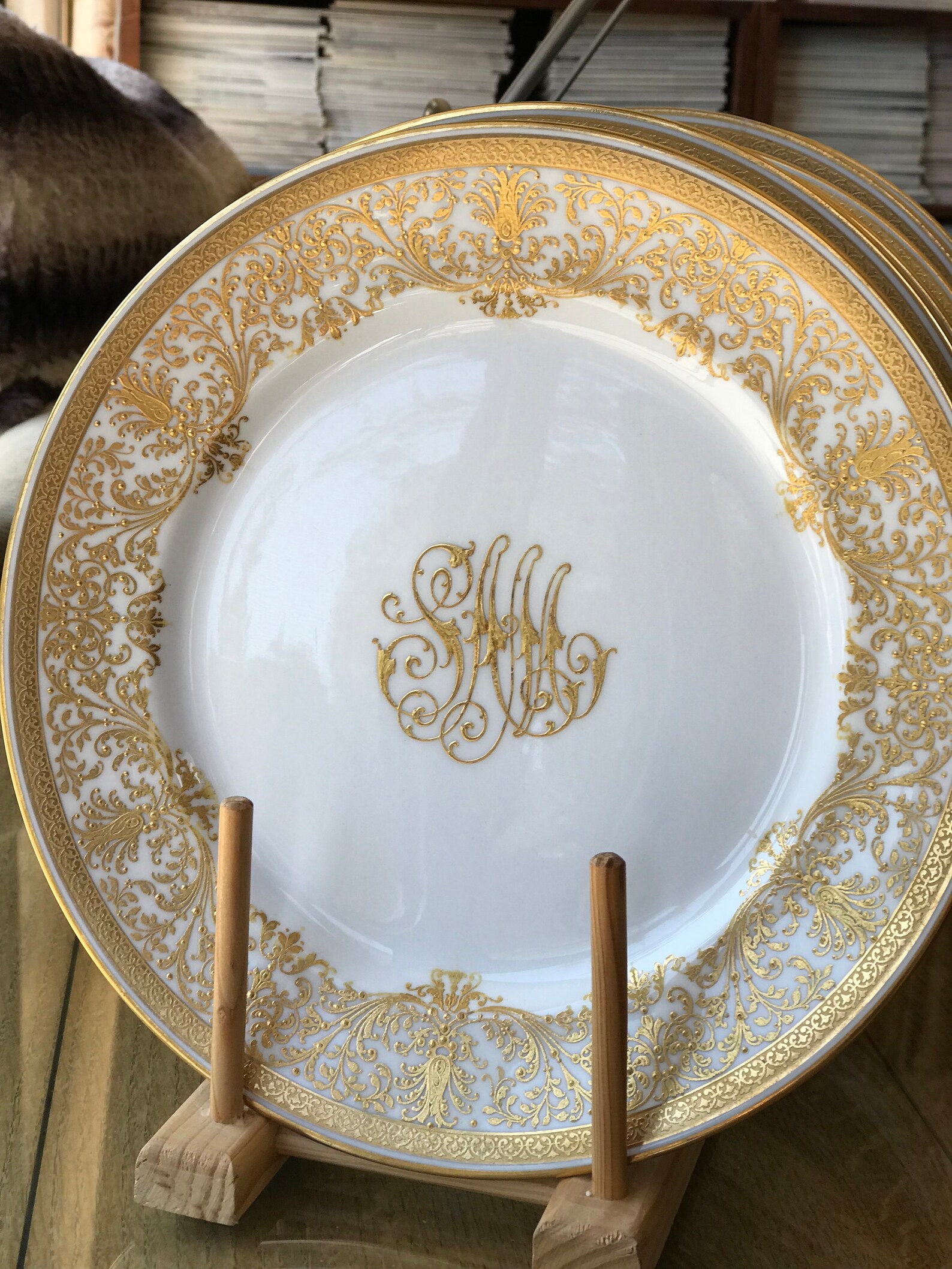 RESERVE 6 Lennox Dinner Plates Embossed Gilt Border And Etsy