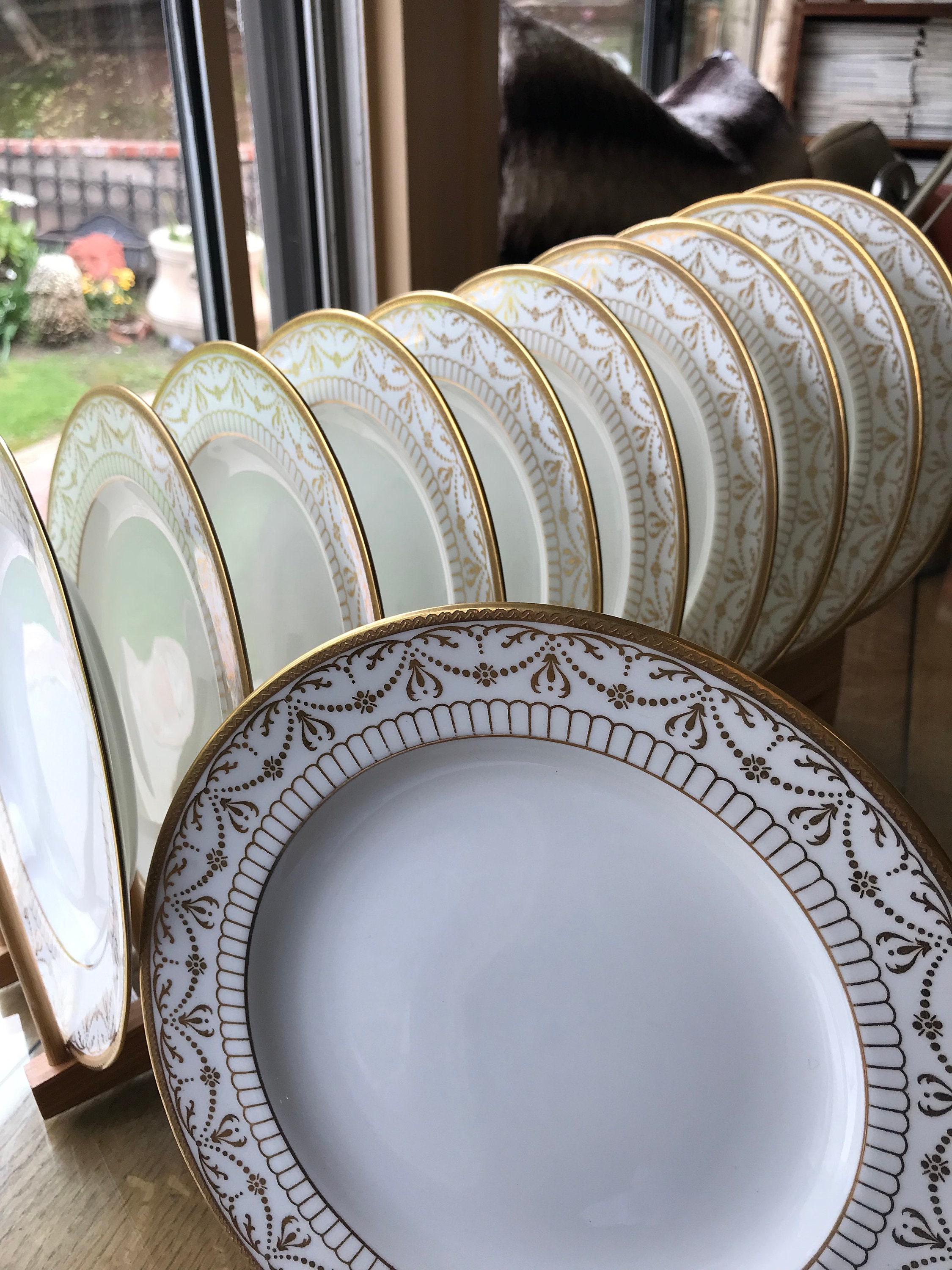 11 placas de almuerzo wedgwood antiguas diseño de oro | Etsy