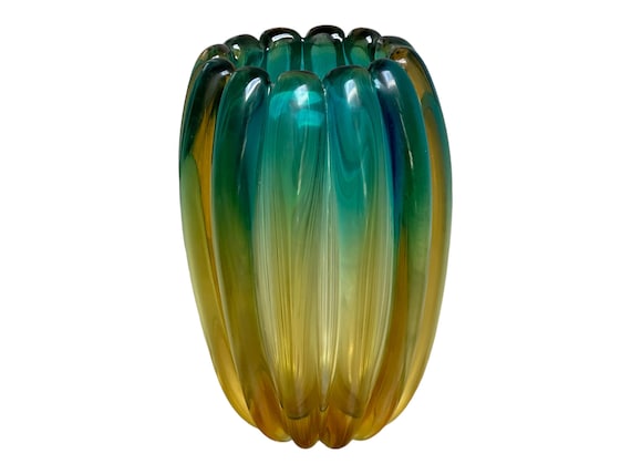 Eight Inch Antique Tiffany Studio Vase Favrile Art Glass  Iridescent Ribbed Body Family Heirloom Gift for Collector Circa 1910
