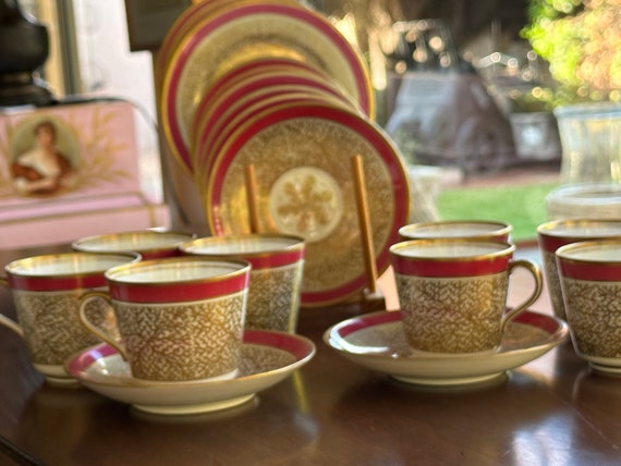 Vintage Rose-Pink Coalport Tea Set: Gilded Seaweed Design 20-Piece Service for 4