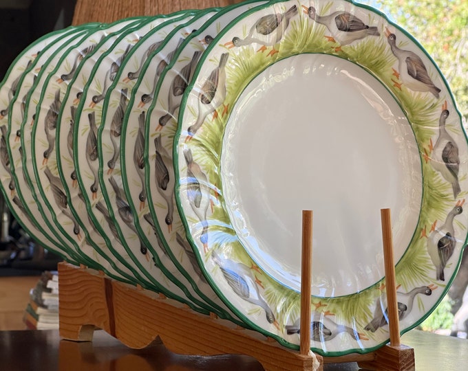 10 Rare Vintage European Dinner Plates W Hand Painted Gaggle Of Geese 10-rare-vintage-european-dinner-plates-w-hand-painted-gaggle-of-geese