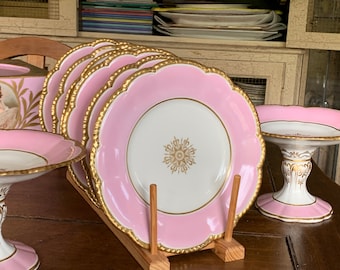 1850 Pink Grainger Worcester Dessert Set: Gilded China - Etsy