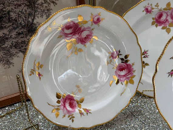 Antique Spode Floral China Set Hand Painted Pink Roses 5pc