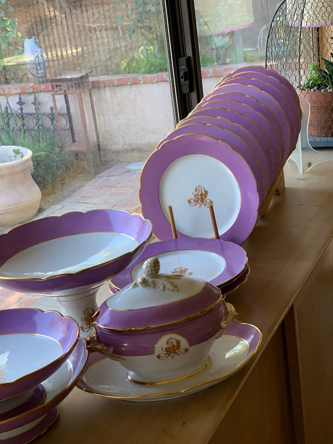 Antique French China Setold Paris Lavender Dessert Set JM Etsy