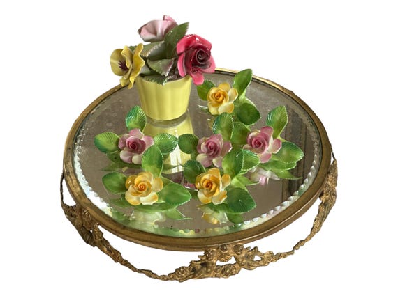 6 Vintage Porcelain Floral Place Holders, Flower Bouquet Pot,  Summer Table, Gift for Her, Wedding Gift, Pastel Colors, Crown Staffordshire