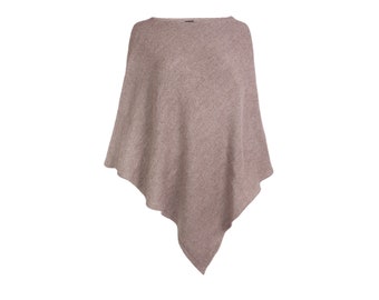 Poncho en laine d'alpaga pour femmes, Tricoté, Écharpe en tricot chaud pour femme, Beige, Gruau, Fibres naturelles, Éthique, Respectueux de l'environnement, Commerce équitable, Sans plastique