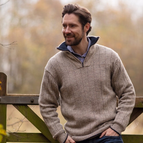 Men's Sweater Alpaca Wool Zip Neck 