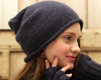 Alpaca Slouch Beanie Hand Knitted 100 