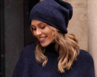 Slouch Beanie Hat Hand knitted, 100% Alpaca Wool Toque, Winter Alpaca fibre wool Slouchy Hat, Ethical, Plastic Free, Fair trade gift Mamacha
