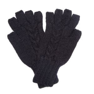 Gloves, fingerless, 'half finger', 100% alpaca wool, Hand knitted, warm winter mittens, Fair trade, Ethical gift, plastic free, eco knit Black