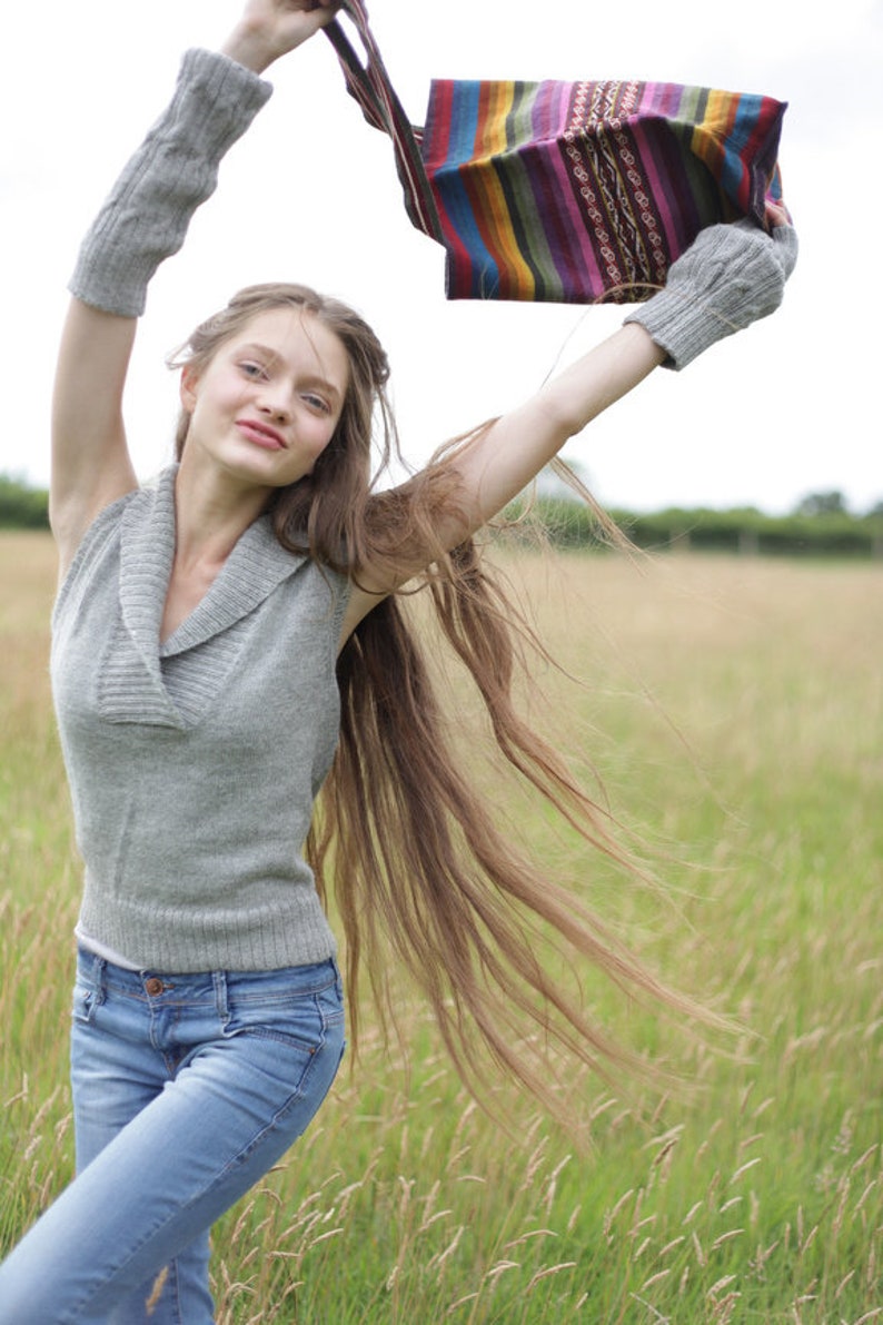 100% Alpaca Vest, Sleeveless knit wool jumper for woman, sweater, woollen pullover, fair trade, ethical, knitted top. PLASTIC FREE. image 1