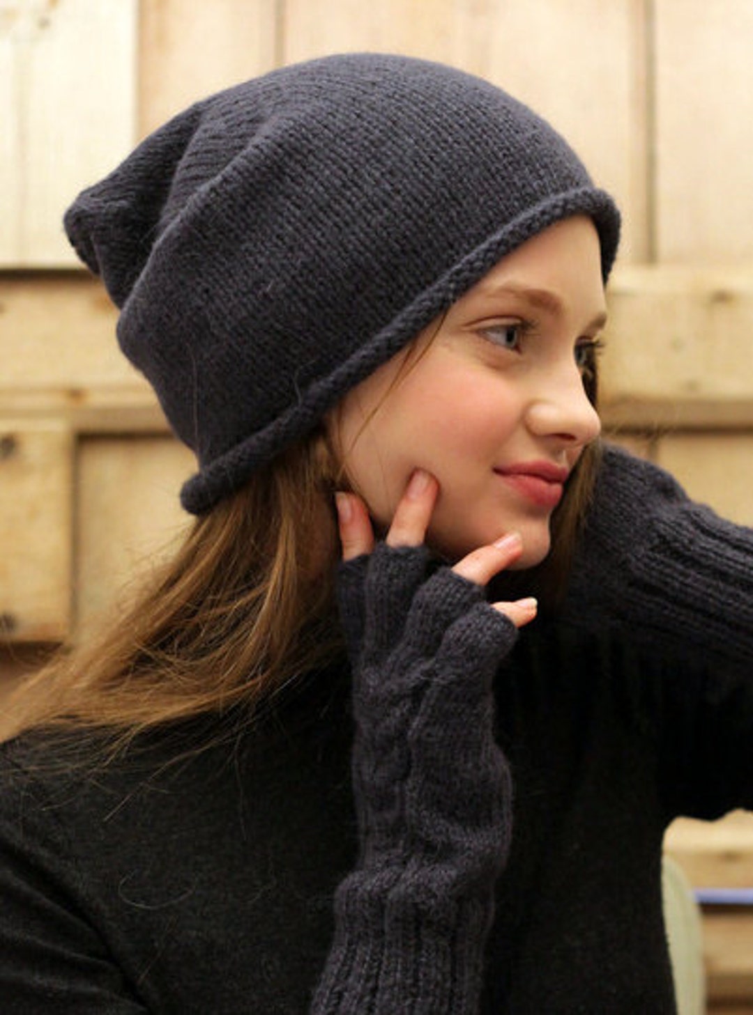 Slouch Beanie Hat Wool Knit Alpaca Toque Winter Cap - Etsy