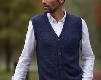 Vest Knitted 100% Alpaca Wool Men's 