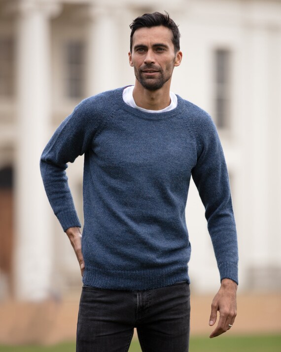 Alpaca Wool Sweater 100 Alpaca. Knitted Round Neck Jumper. Crew
