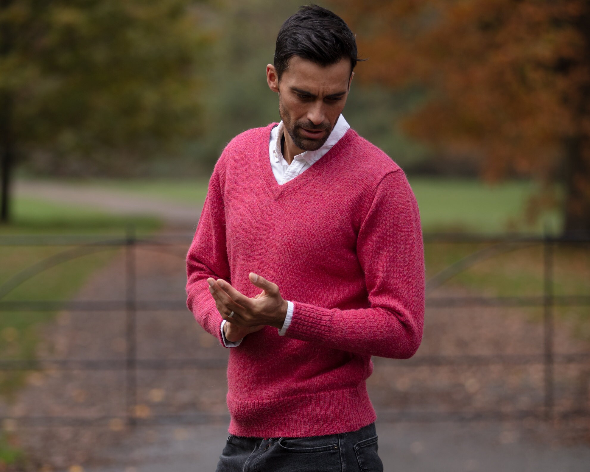 Image of V-Neck Jersey 100% Alpaca Wool, Knitted V Neck Warm Sweater, Woollen Knit Pullover Fibre, Natural Fibres, Plastic Free Jumper For Men