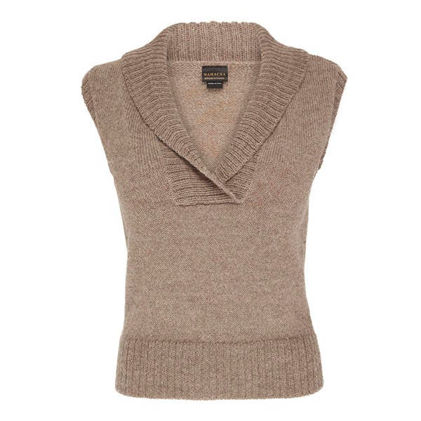 Débardeur en alpaga, pull en tricot sans manches, pull 100 % alpaga, pull en laine tricoté, commerce équitable, éthique, pour femme, sans plastique.