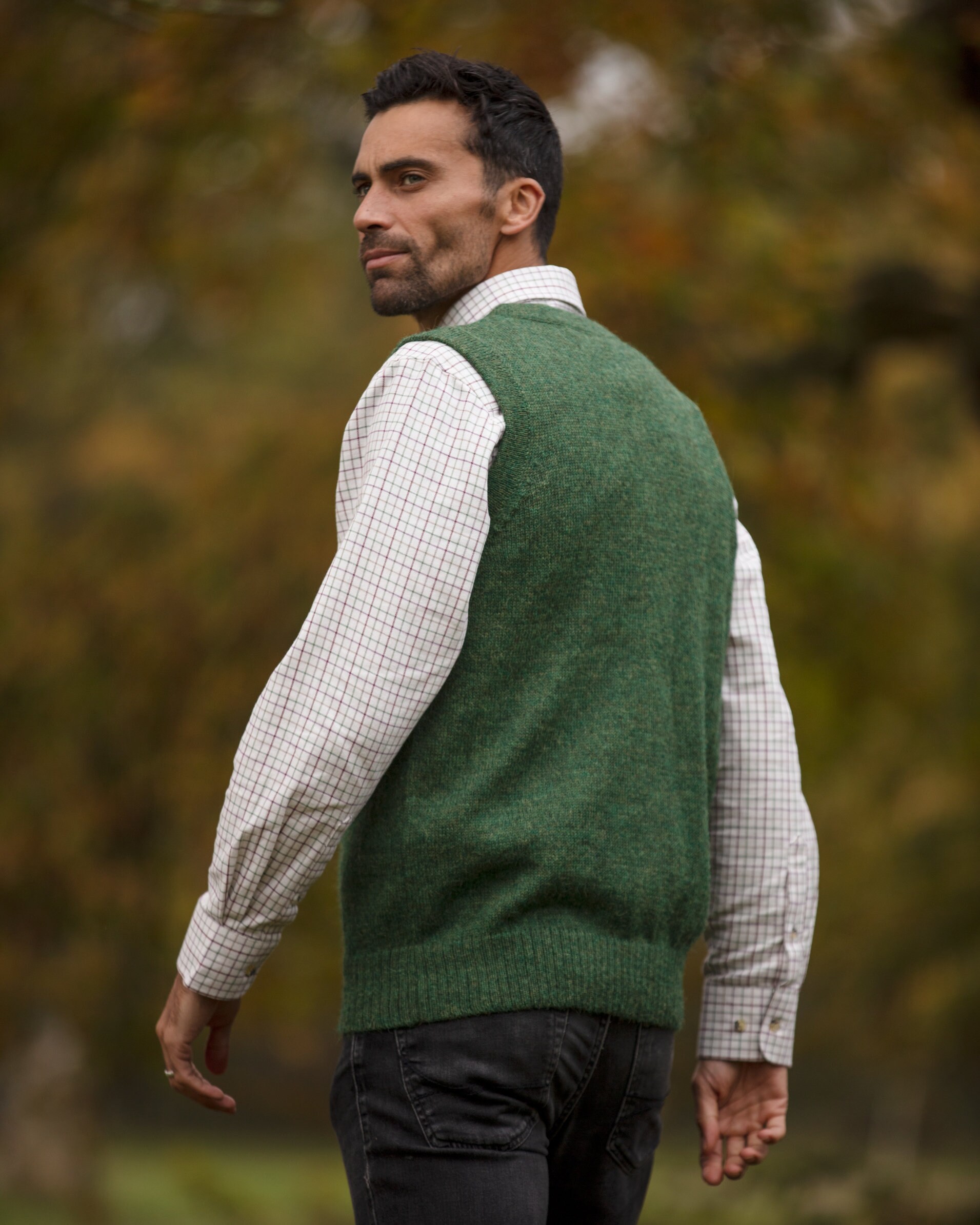 Women's Green Alpaca Wool Textured Vest | ME+EM