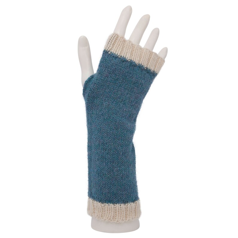 100% Alpaca Fingerless Mittens, Hand warmers, Wool knit Gloves, Wrist warmers, Fair trade, ethical gift, eco friendly, plastic free, warm image 4