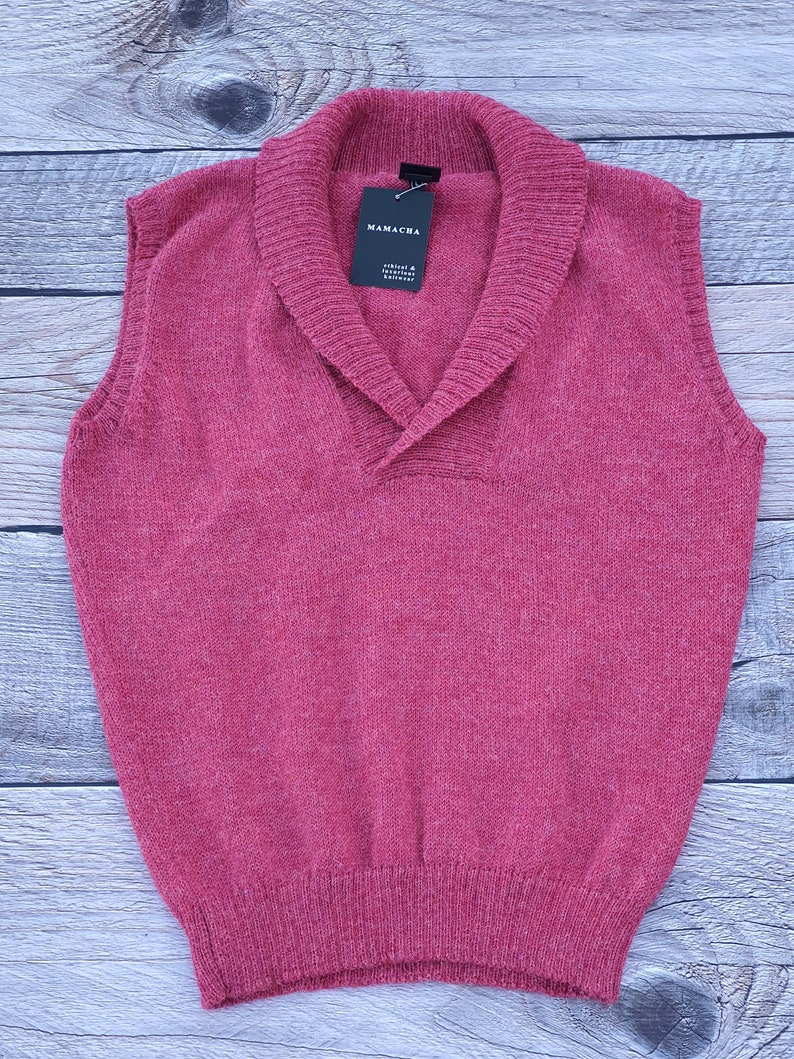 100% Alpaca Vest, Sleeveless knit wool jumper for woman, sweater, woollen pullover, fair trade, ethical, knitted top. PLASTIC FREE. image 9