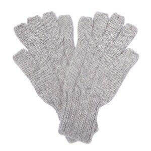 Gloves, fingerless, 'half finger', 100% alpaca wool, Hand knitted, warm winter mittens, Fair trade, Ethical gift, plastic free, eco knit Gray