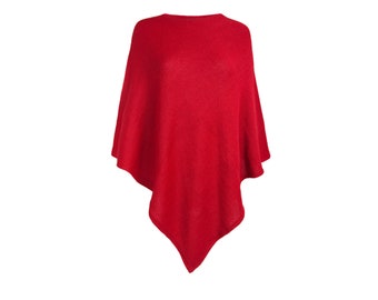 Poncho 100 % alpaga, laine tricotée, écharpe chaude ample, châle en laine, tricot d'hiver, cape de voyage, sans plastique, cadeau éthique pour femme