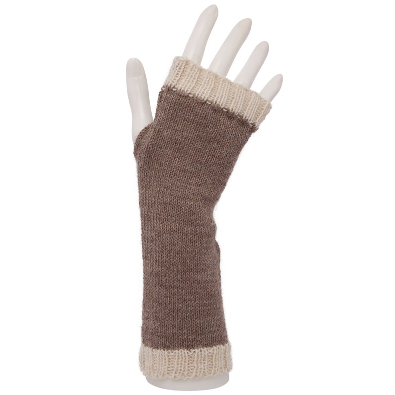 100% Alpaca Fingerless Mittens, Wool Gloves, Womens Wristwarmers, eco friendly natural fibre, Fair trade, ethical gift, gift for girl, mum image 2