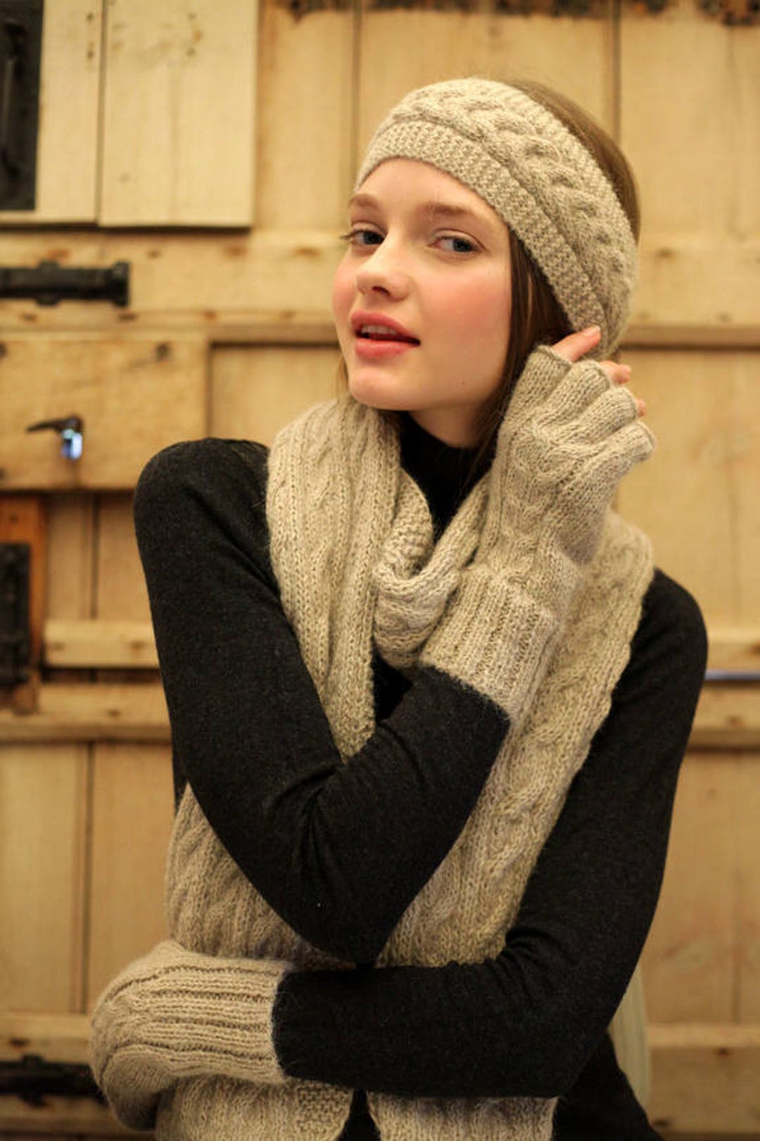 Gloves, Fingerless, 'half Finger', 100 Alpaca Wool, Hand Knitted, Warm