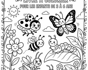 Bug Coloring Book for Kids Ages 3-6 | 30 Easy Insect Coloring Pages | Printable PDF 8.5x11 | Instant Download | Preschool Activity Book