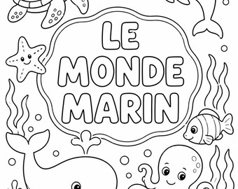 Sea Life Coloring Book for Kids Ages 3-6 | Easy Ocean Animals Coloring Pages | Printable PDF | Preschool Activity Book | Instant Download