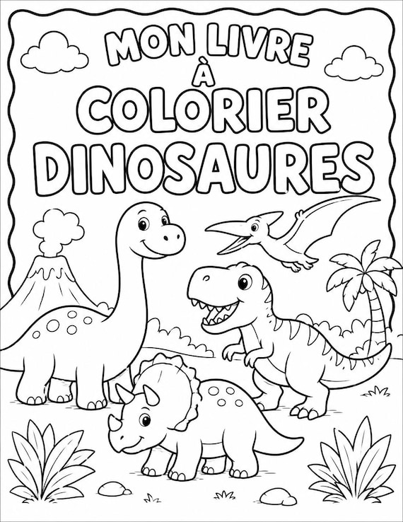 Dinosaur coloring book for kids ages 3-6 | Easy coloring pages | printables PDF 8.5x11 | instant download | preschool activity book