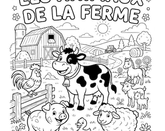 Farm Animals Coloring Book for Kids Ages 3-6 | 40 Easy Coloring Pages | Printable PDF 8.5x11 | Instant Download | Preschool Activity Book