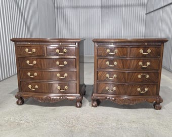 Pair Drexel Heritage Heirlooms Flame Mahogany Bachelor Chests Nightstands Vintage