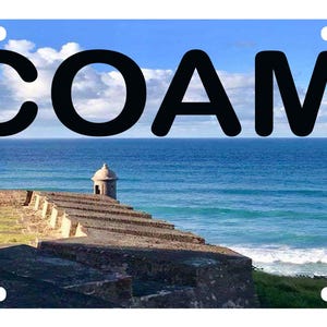Tablilla Puerto Rico El Morro View License Plate Boricua PR Emblem Isla Del Encanto 6" X 12" Inches Coamo Municipio Version