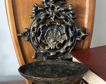 Antique Cast Iron Wall Candle Holder, Gothic Wall Candle Holder.