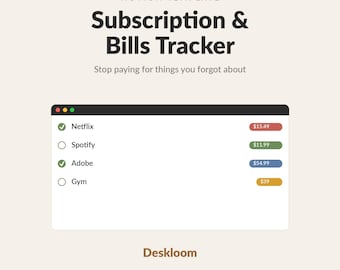 Abonnement-Tracker Notion Template | Wiederkehrende Rechnungen & Verlängerungs-Manager | Budget Saver Digitaler Download