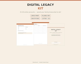 Kit patrimonial numérique, organiseur de planification successorale en gros caractères (PDF à remplir)
