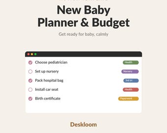 Neues Baby Planer Notion Vorlage | Baby Prep Checkliste & Registerbudget | Werdende Mama digitaler Download