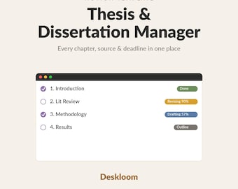 Dissertation Planer Notion Template | Capitel Tracker & Suchquellen-Manager | Download für graduierte Schüler