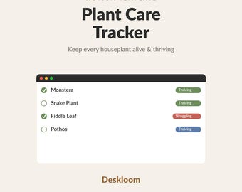Plant Care Tracker Notion Vorlage | Zimmerpflanzen Gieß- und Pflegeplan | Pflanzenliebhaber Digital Download