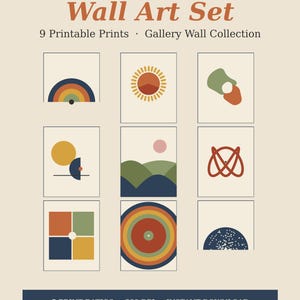 Mid-Century Abstract Gallery Wall Art Set | Terracotta Sage Boho Prints (Digital Download) image 1