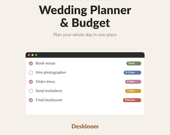 Hochzeitsplaner Notion Template | Hochzeit Checkliste & Budget Tracker | Braut Digital Download