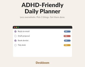 ADHS Tagebuch Notion Template | Brain Dump & Energiebasierter Aufgaben-Manager | Fokussierung auf digitales Bild