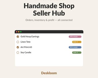 Small Business Shop Planner Notion Template | Etsy Bestell- & Bestandsverfolgung mit Profit | Verkäufer Digitaler Download