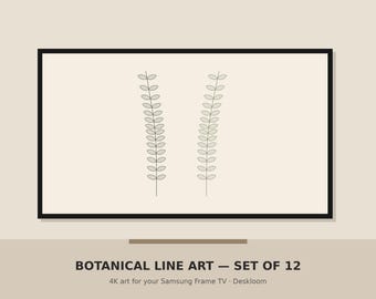 Ensemble de dessins au trait botaniques pour téléviseur Samsung Frame, lot minimaliste neutre (téléchargement numérique)
