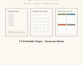 Small Space Organization Bundle | Apartment Declutter Checklist, Room-by-Room Printable Planner, 30-Day Challenge, PDF Instant Download