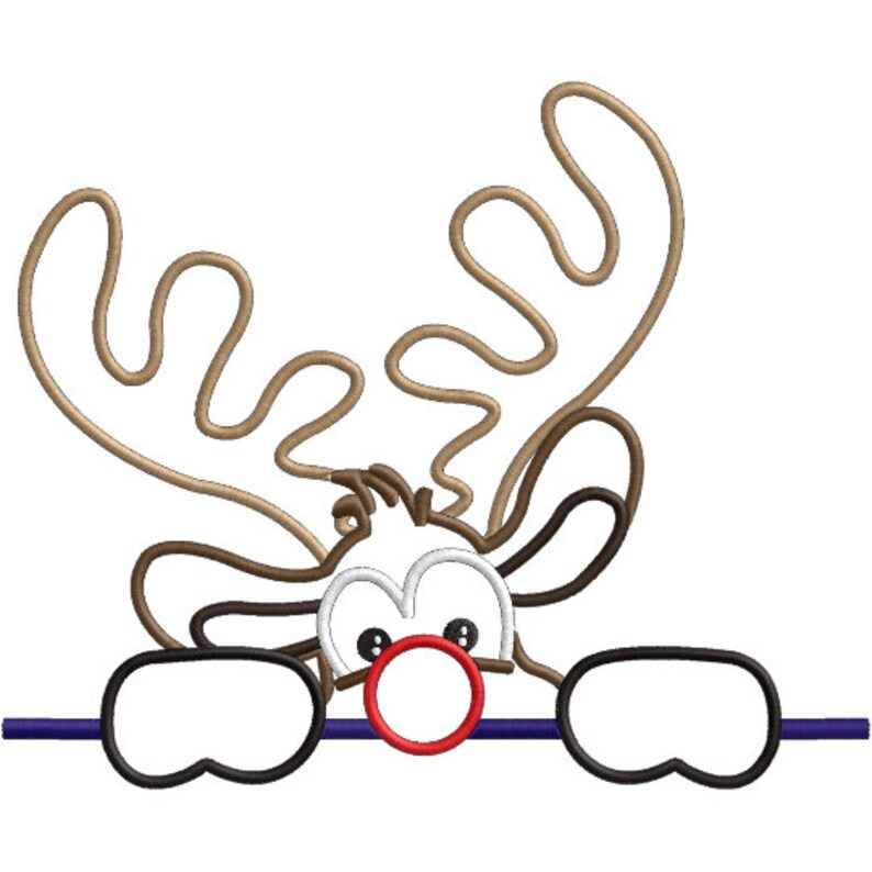 Peeking Rudolph Embroidery and Applique File INSTANT Etsy