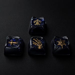 Juego de teclas artesanales de resina Midnight Galaxy (4 piezas) para teclados mecánicos