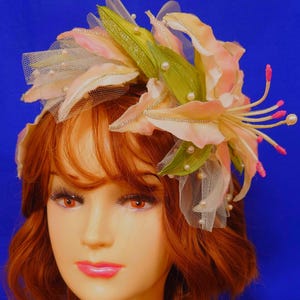 Pale Pink Casablanca Lily Fascinator — “A Casablanca in Love”