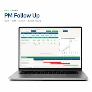 Excel Project Management Template | Gantt Chart + EVM Tracker | Automated Status & S-Curve | No Subscription